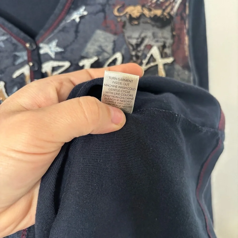 Christopher & Banks Y2K Americana Hooded Henley Top S - Picture 5 of 9